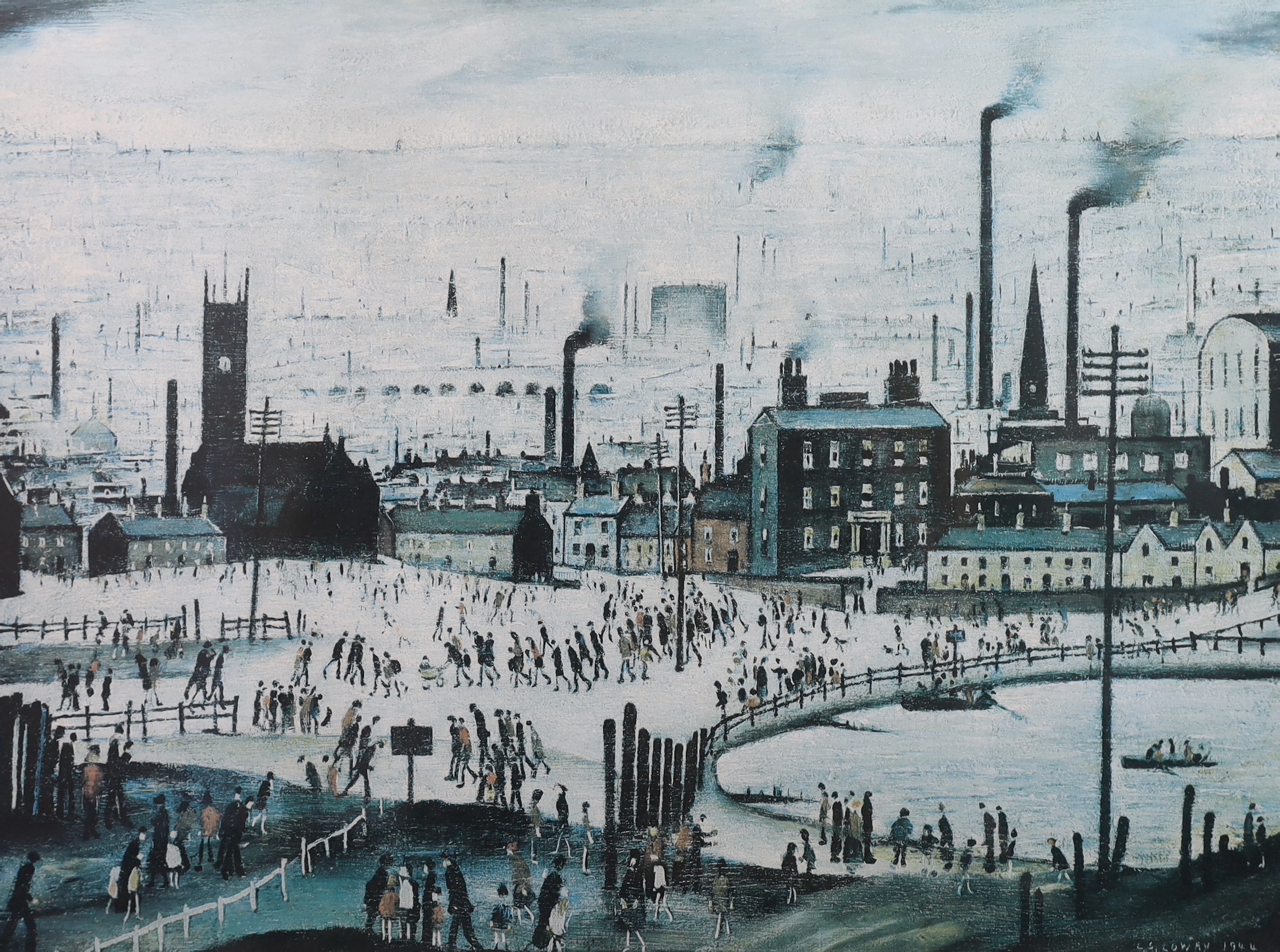 Laurence Stephen Lowry, RBA, RA (British, 1887-1976), ‘An Industrial Town’, offset lithograph, 43.5 x 59cm, visible sheet 47 x 62cm